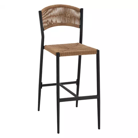 CHARCOAL ALUMINUM BAR STOOL WITH PE ROPE BEIGE HM5789.02 45,5x56x111 cm.