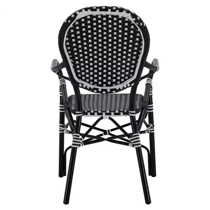 ALUMINUM ARMCHAIR BAMBOO LOOK WITH BLACK WHITE WICKER HM5793.02 56X63X96Y cm.