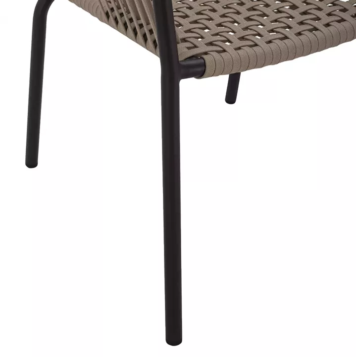 ALUMINUM CHAIR ARMCHAIR WITH WIDE ROPE CAPPUCCINO HM5784.02 56x58x85 cm.