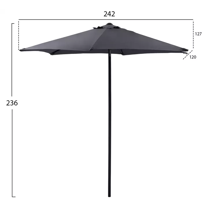 ALUMINUM UMBRELLA 2.50M WITH 6 RADIES GRAY CLOTH HM6030.10