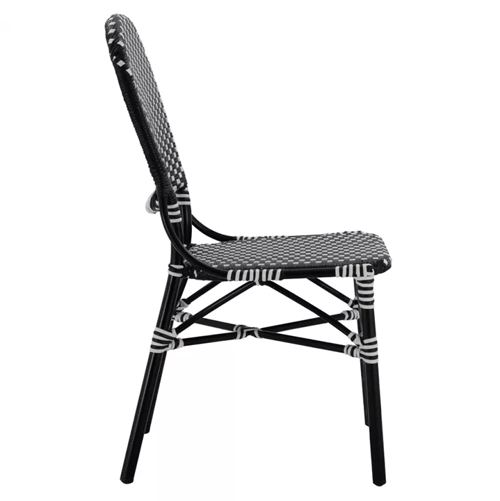 ALUMINUM CHAIR BAMBOO LOOK WITH WICKER BLACK WHITE HM5792.02 46x60x96 cm.