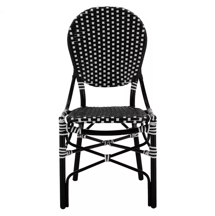 ALUMINUM CHAIR BAMBOO LOOK WITH WICKER BLACK WHITE HM5792.02 46x60x96 cm.