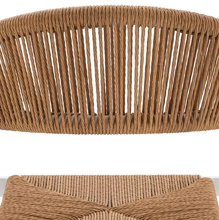 ALUMINUM BAR STOOL WHITE WITH ROPE IN BEIGE HM5788.01 55x57x106 cm.