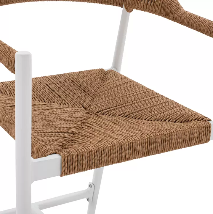 ALUMINUM BAR STOOL WHITE WITH ROPE IN BEIGE HM5788.01 55x57x106 cm.