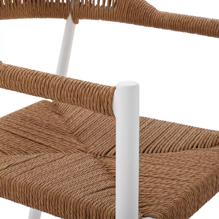 ALUMINUM BAR STOOL WHITE WITH ROPE IN BEIGE HM5788.01 55x57x106 cm.