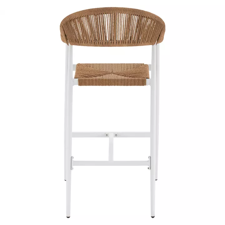 ALUMINUM BAR STOOL WHITE WITH ROPE IN BEIGE HM5788.01 55x57x106 cm.