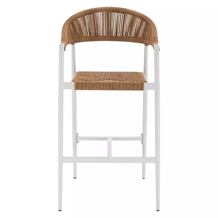 ALUMINUM BAR STOOL WHITE WITH ROPE IN BEIGE HM5788.01 55x57x106 cm.