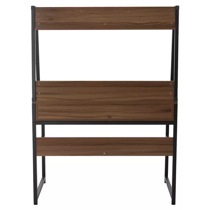 DESK WITH BOOKCASE TANAYA HM2390.12 MELAMINE IN WALNUT & METAL BLACK FRAME 100x48x139H cm.