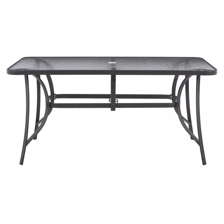 TABLE 150X90Χ75cm. METALLIC RECTANGULAR GRAY WITH UMBRELLA HOLE D38cm HM5145.11