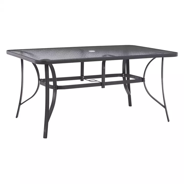 TABLE 150X90Χ75cm. METALLIC RECTANGULAR GRAY WITH UMBRELLA HOLE D38cm HM5145.11