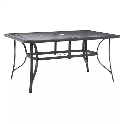 TABLE 150X90Χ75cm. METALLIC RECTANGULAR GRAY WITH UMBRELLA HOLE D38cm HM5145.11