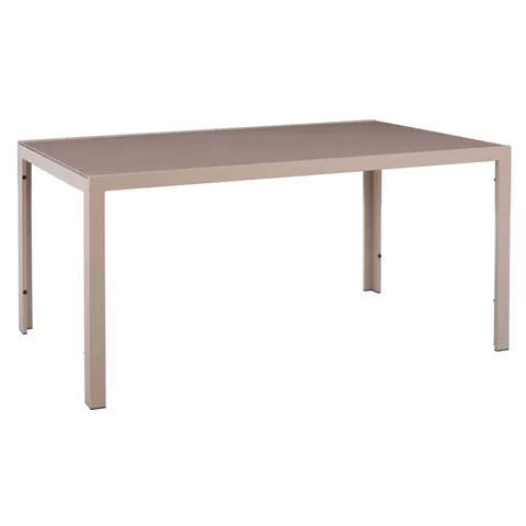 METALLIC RECTANGULAR TABLE IN CAPPUCCINO WITH GLASS 150X90Χ75cm. HM5767.04
