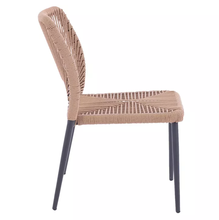 GRAY ALUMINUM CHAIR WITH BEIGE PE TWIST RATTAN HM5770.02 45x63x82Y cm.