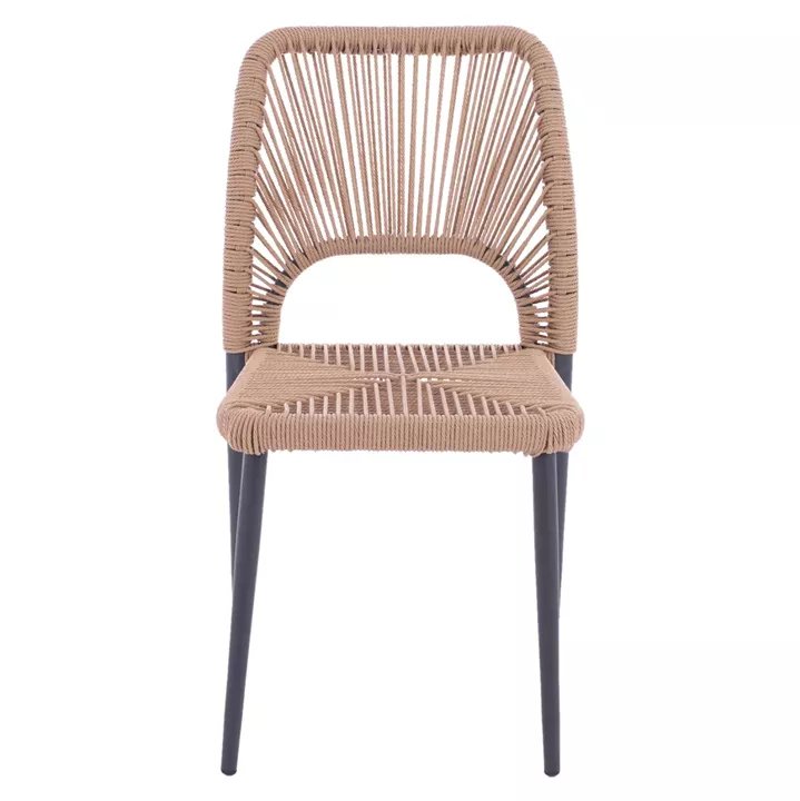 GRAY ALUMINUM CHAIR WITH BEIGE PE TWIST RATTAN HM5770.02 45x63x82Y cm.