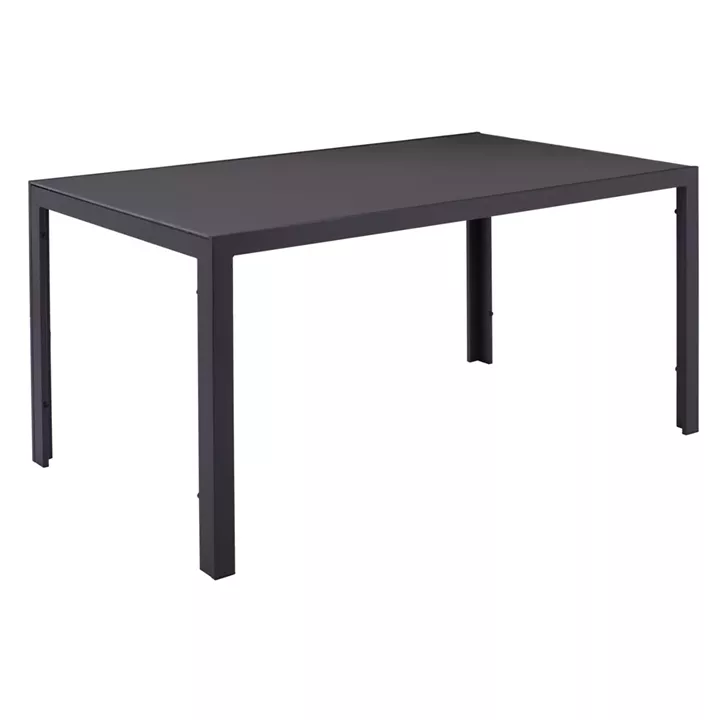 METALLIC TABLE IN GREY WITH GREY GLASS 150x90x75cm HM5767.01