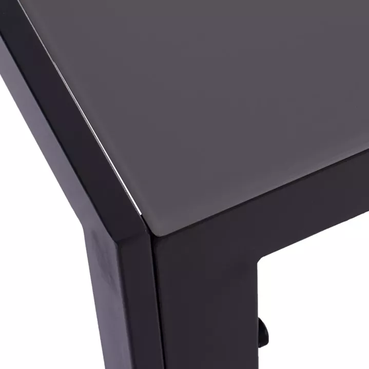 METALLIC TABLE IN GREY WITH GREY GLASS 150x90x75cm HM5767.01