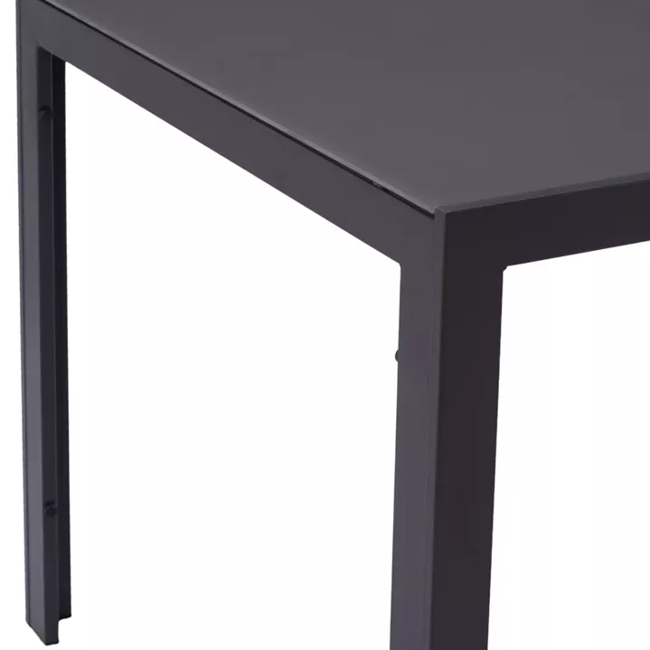 METALLIC TABLE IN GREY WITH GREY GLASS 150x90x75cm HM5767.01