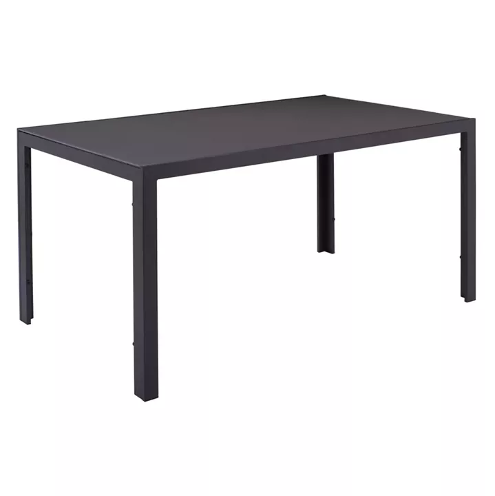 METALLIC TABLE IN GREY WITH GREY GLASS 150x90x75cm HM5767.01