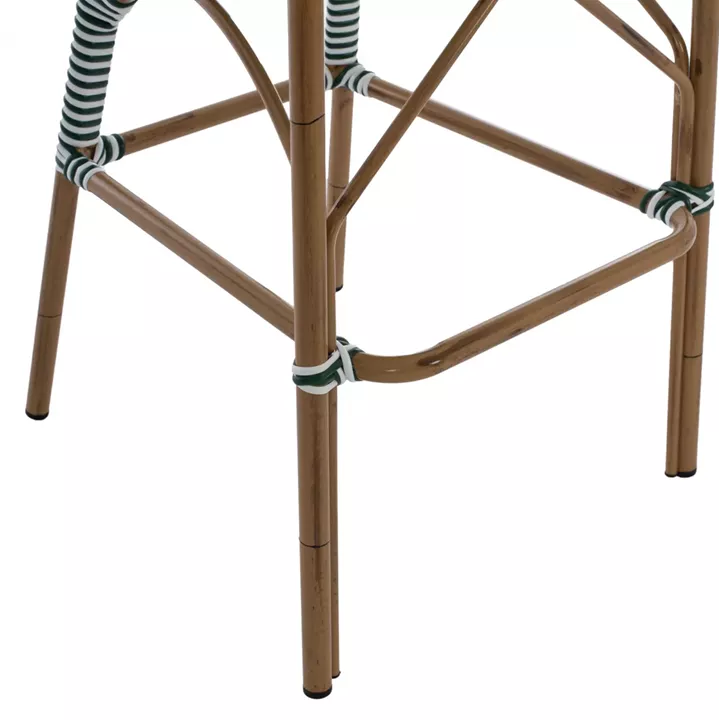 ALUMINUM STOOL BAMBOO LOOK WITH WICKER GREEN WHITE HM5794.01 56x60x126 cm.