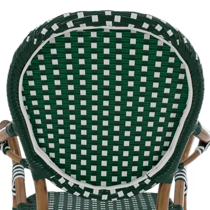ALUMINUM STOOL BAMBOO LOOK WITH WICKER GREEN WHITE HM5794.01 56x60x126 cm.