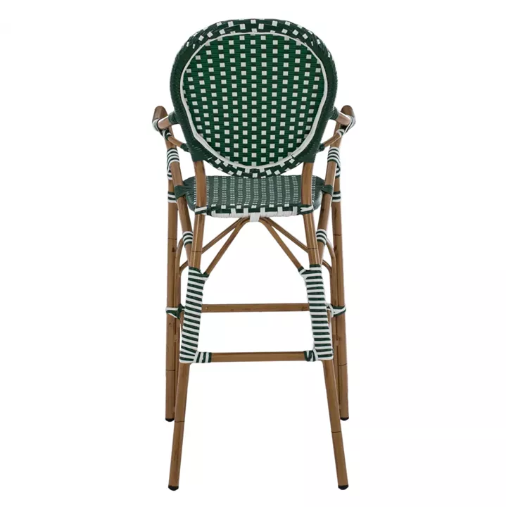 ALUMINUM STOOL BAMBOO LOOK WITH WICKER GREEN WHITE HM5794.01 56x60x126 cm.