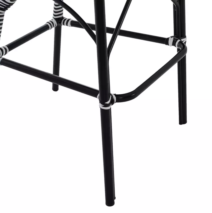 ALUMINUM STOOL BAMBOO LOOK WITH WICKER BLACK WHITE HM5794.02 56x60x126 cm.