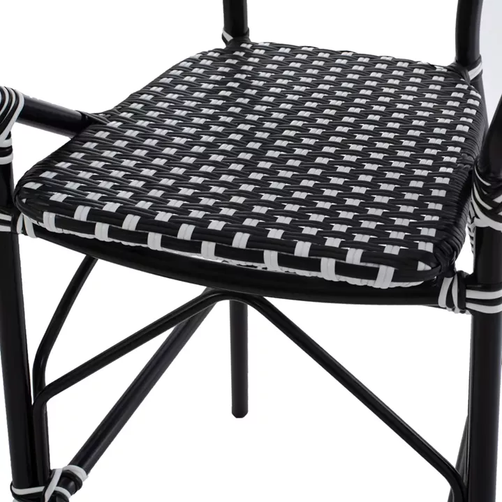 ALUMINUM STOOL BAMBOO LOOK WITH WICKER BLACK WHITE HM5794.02 56x60x126 cm.