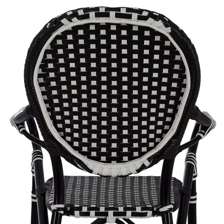 ALUMINUM STOOL BAMBOO LOOK WITH WICKER BLACK WHITE HM5794.02 56x60x126 cm.