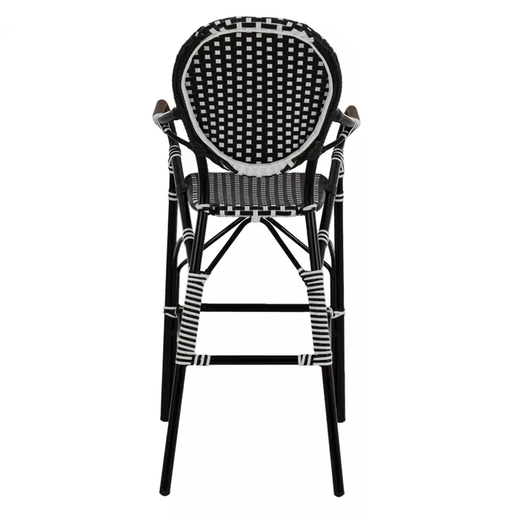 ALUMINUM STOOL BAMBOO LOOK WITH WICKER BLACK WHITE HM5794.02 56x60x126 cm.