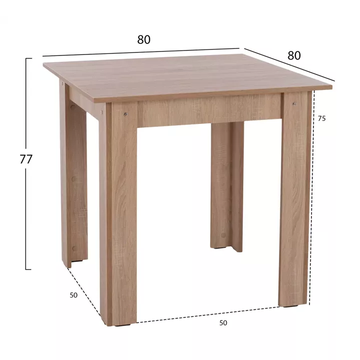 KITCHEN TABLE KELVIN HM2427.01, SONOMA OAK, 80x80x77 cm.