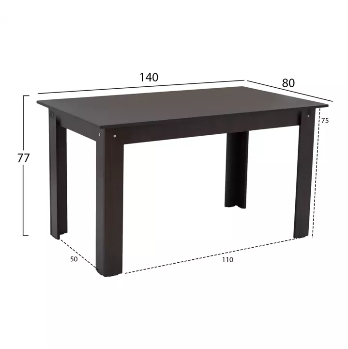 KITCHEN TABLE KELVIN, WENGE, ΗΜ2429.02 140x80x77 cm.