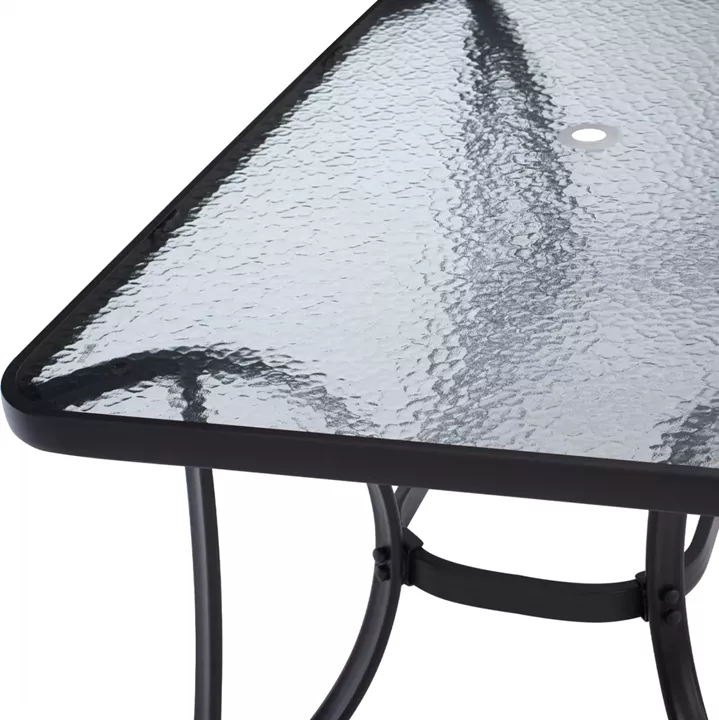 OUTDOOR TABLE BRAVO GREY METAL GLASS TOP WITH UMBRELLA HOLE 120Χ70Χ72Hcm.HM5021.11