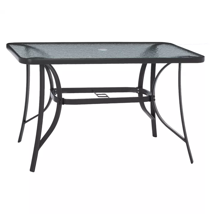OUTDOOR TABLE BRAVO GREY METAL GLASS TOP WITH UMBRELLA HOLE 120Χ70Χ72Hcm.HM5021.11
