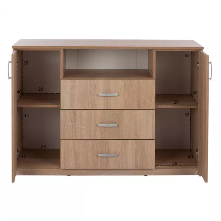 BUFFET WITH 2 CABINETS AND 3 DRAWERS SONAMA OAK HM2430 120X45X85Cm.