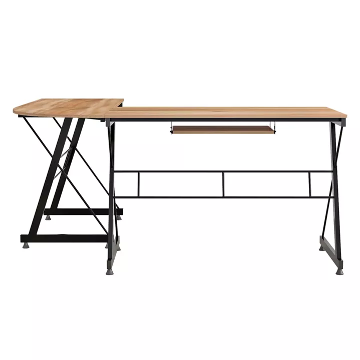 CORNER OFFICE WALNUT SURFACE WITH METAL FRAME HM2127.02 158Χ120Χ74cm.