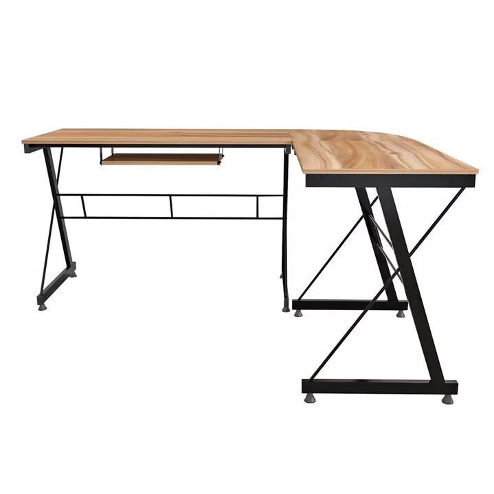 CORNER OFFICE WALNUT SURFACE WITH METAL FRAME HM2127.02 158Χ120Χ74cm.