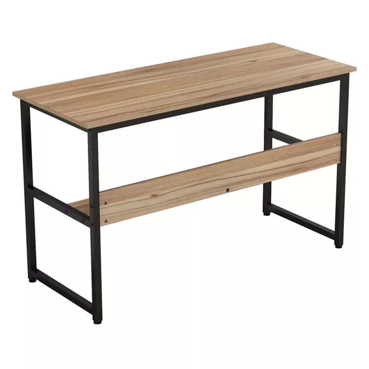 DESK PORTIS HM2131.02 MELAMINE IN WALNUT WITH BLACK METAL FRAME 120X50X75cm.