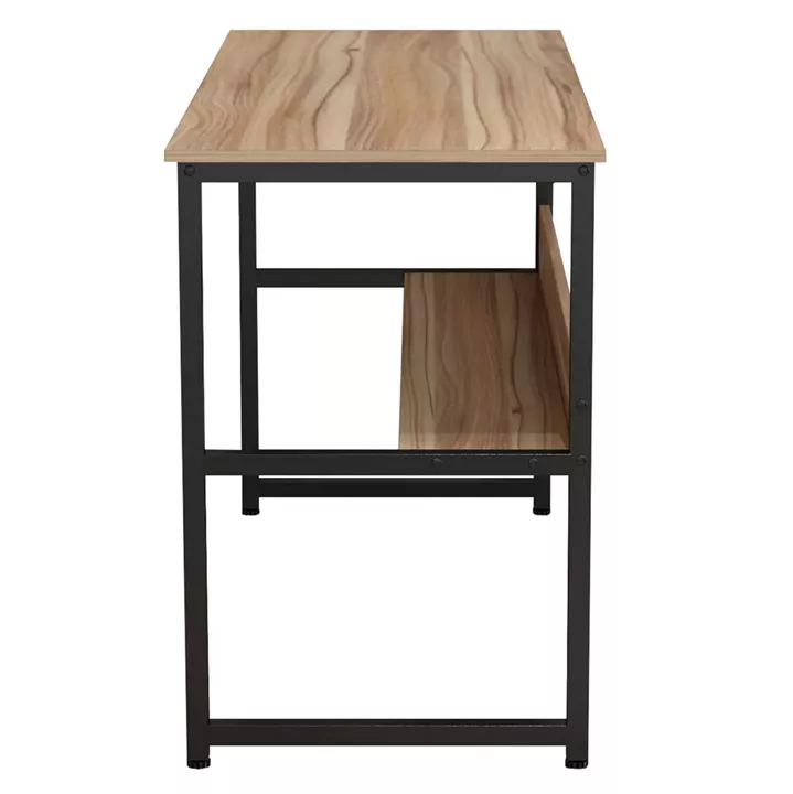 DESK PORTIS HM2131.02 MELAMINE IN WALNUT WITH BLACK METAL FRAME 120X50X75cm.