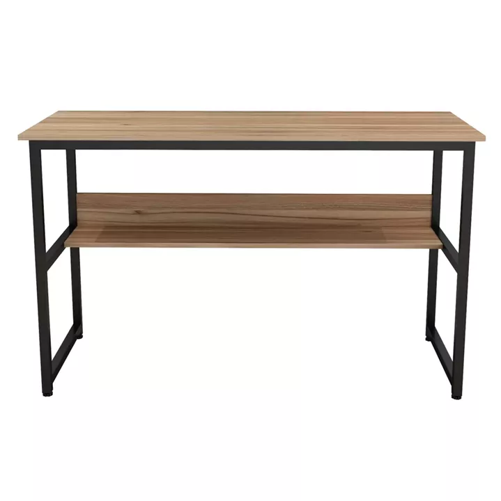 DESK PORTIS HM2131.02 MELAMINE IN WALNUT WITH BLACK METAL FRAME 120X50X75cm.
