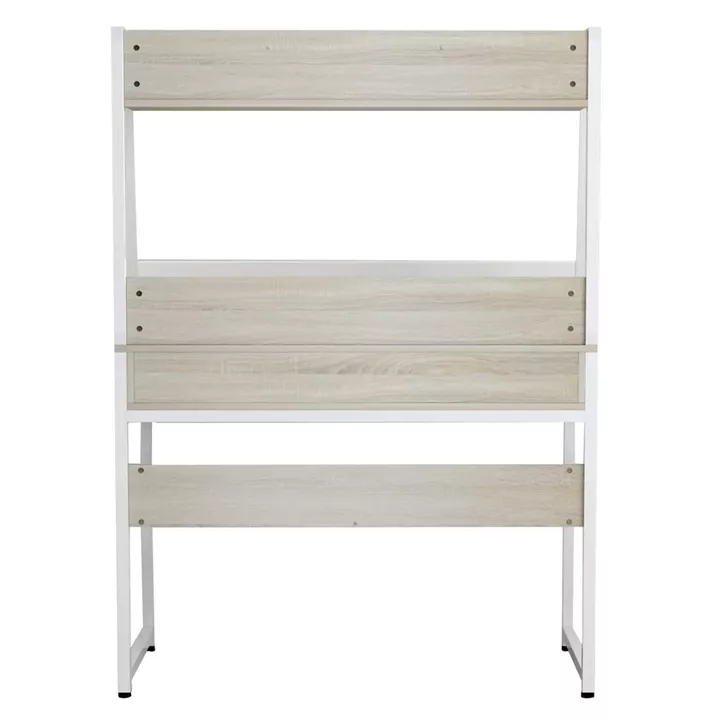 DESK WITH BOOKCASE TANAYA HM2390.13 MELAMINE IN SONAMA & METAL WHITE FRAME 100x48x139H cm.