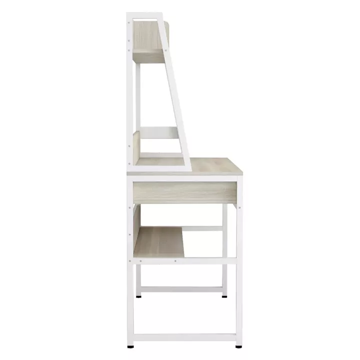 DESK WITH BOOKCASE TANAYA HM2390.13 MELAMINE IN SONAMA & METAL WHITE FRAME 100x48x139H cm.