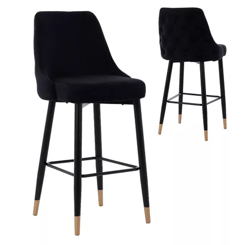 SERENITY BAR STOOL ΗΜ8519.04 BLACK VELVET WITH METAL FRAME 53x48x110 cm.