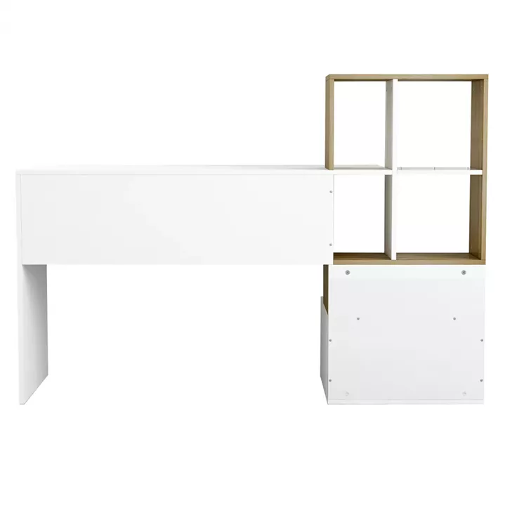 MELAMINE OFFICE WITH BOOKCASE SYNDYA HM8993.02 WHITE SONAMA 149x48x105Y cm.