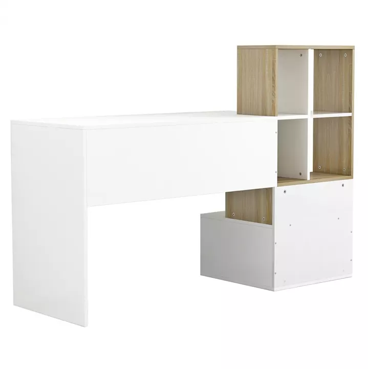MELAMINE OFFICE WITH BOOKCASE SYNDYA HM8993.02 WHITE SONAMA 149x48x105Y cm.