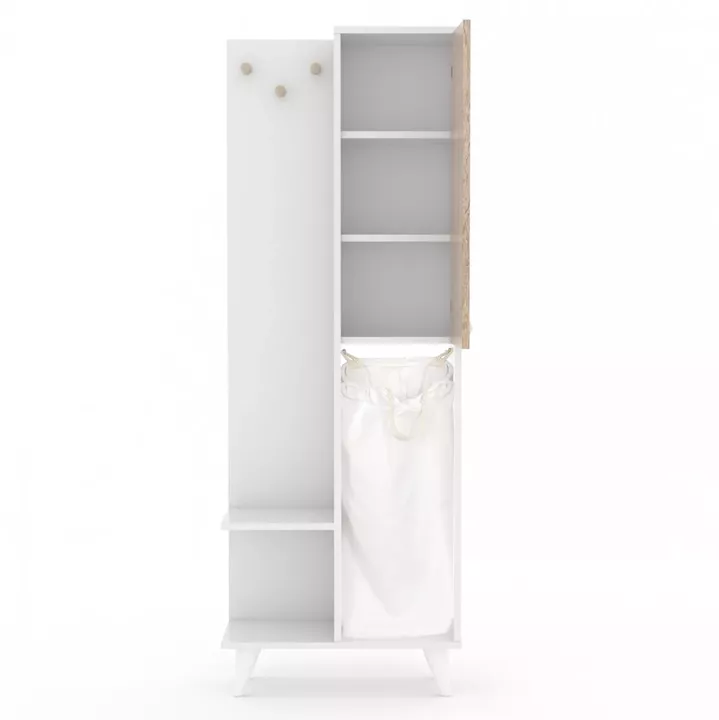 BATHROOM FURNITURE MADE OF MELAMINE WITH BASKET BASKET HM178 WHITE SONAMA 64x30x178Y cm.