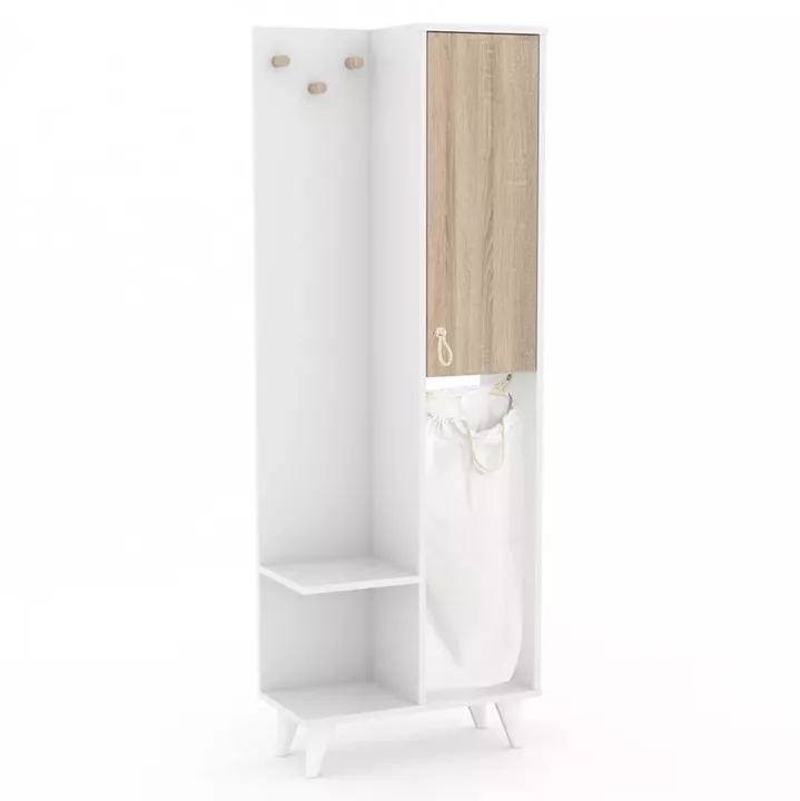 BATHROOM FURNITURE MADE OF MELAMINE WITH BASKET BASKET HM178 WHITE SONAMA 64x30x178Y cm.