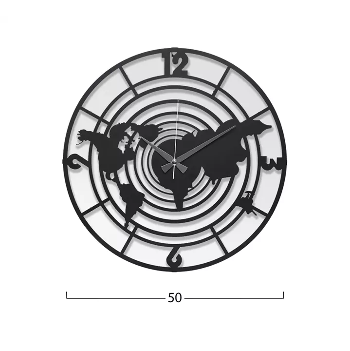 WALL CLOCK METALLIC BLACK HM7445 Φ50 cm.