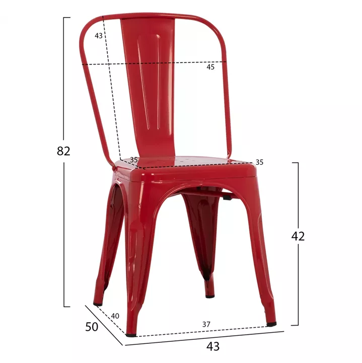 DINING CHAIR MELITA HM8641.04 METAL IN RED COLOR 43x50x82Hcm.