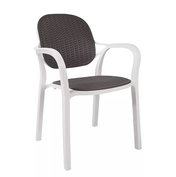 POLYPROPYLENE ARMCHAIR KHEM HM5820.03 WHITE-ANTHRACITE 57x57x83Hcm.