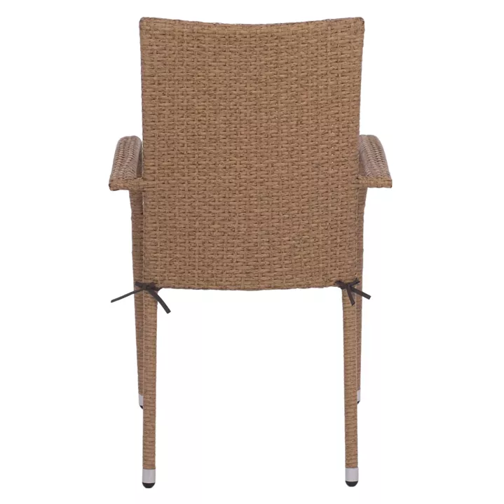 ARMCHAIR “ANISHA” METAL WITH BROWN-MOCHA WICKER AND SEAT CUSHION HM5685.02   56x60x94H CM.